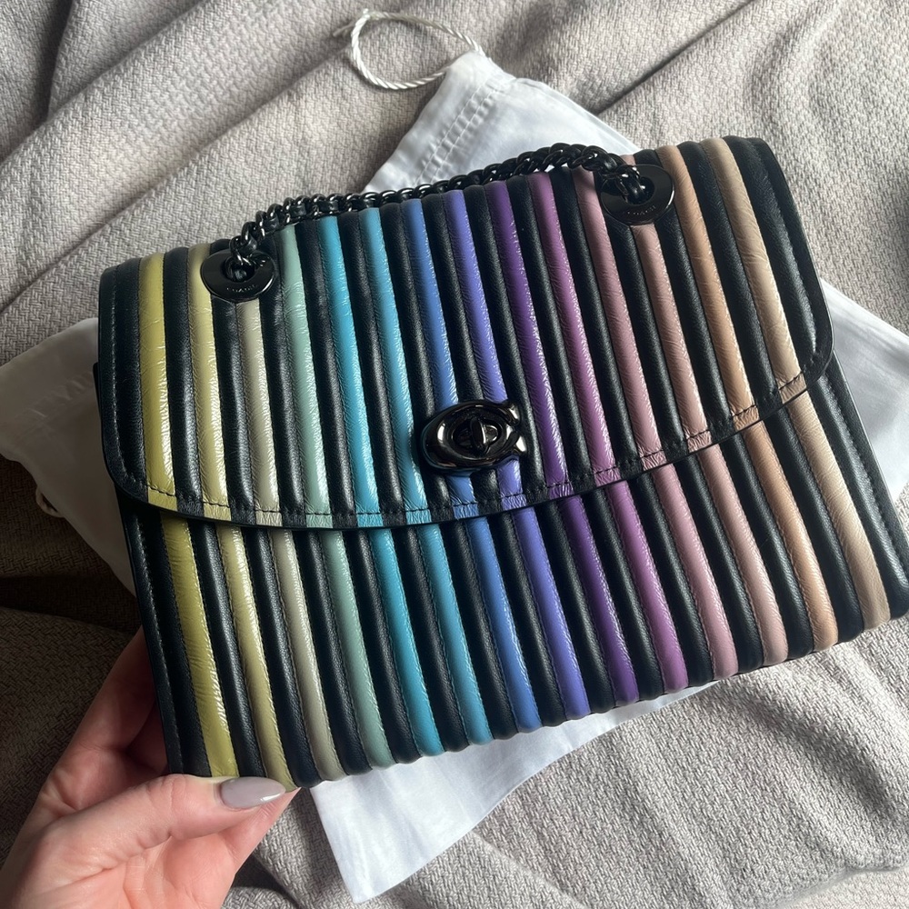 Rainbow Quilted Chain Shoulder Bag - Multicolor